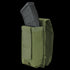 The Condor Universal Rifle Mag Pouch in Scorpion OCP securely holds a black rifle magazine, partially exposed for easy access—an essential accessory for military or law enforcement professionals.
